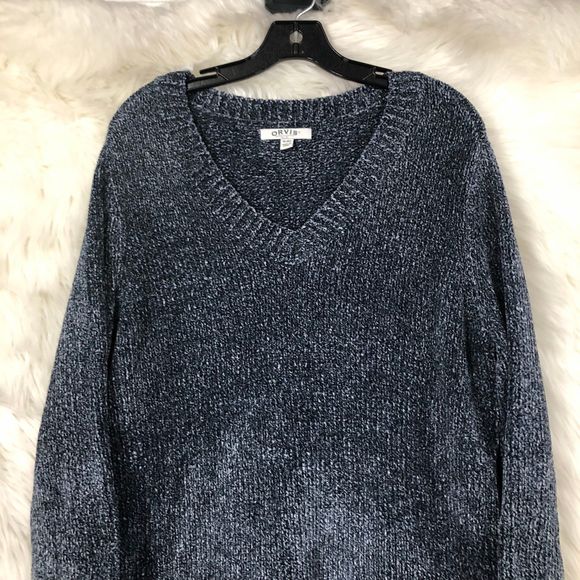 Orvis Super Soft & Cozy 2 Toned Blue/Grey Pullover Sweater, Loungewear SZ XL - Picture 4 of 6
